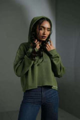 Closure Cropped Hoodie (Green)