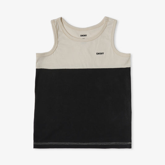 DKNY Kids Cream and Black Tank Top
