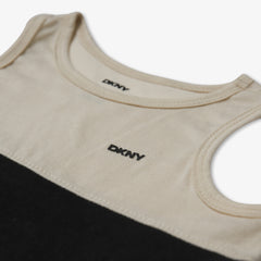 DKNY Kids Cream and Black Tank Top