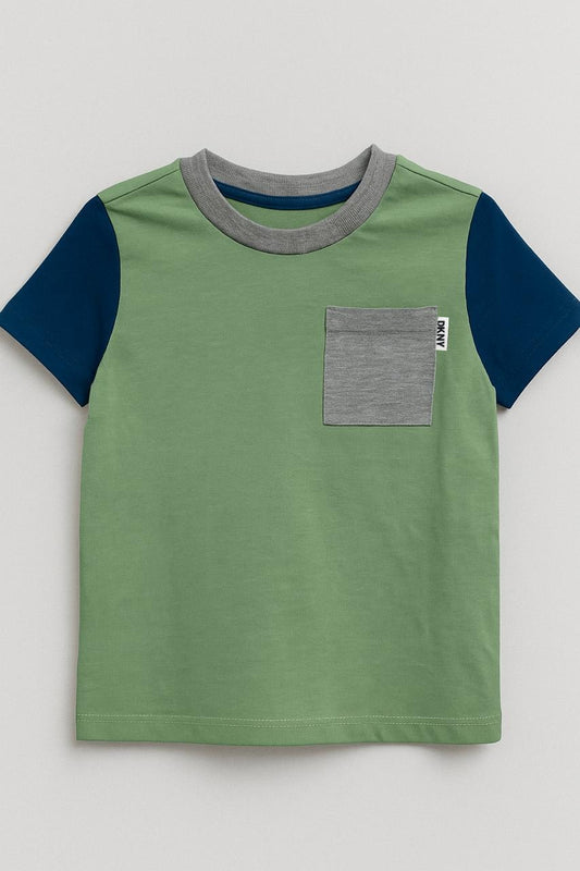 DKNY Kids green Tshirt with grey pocket