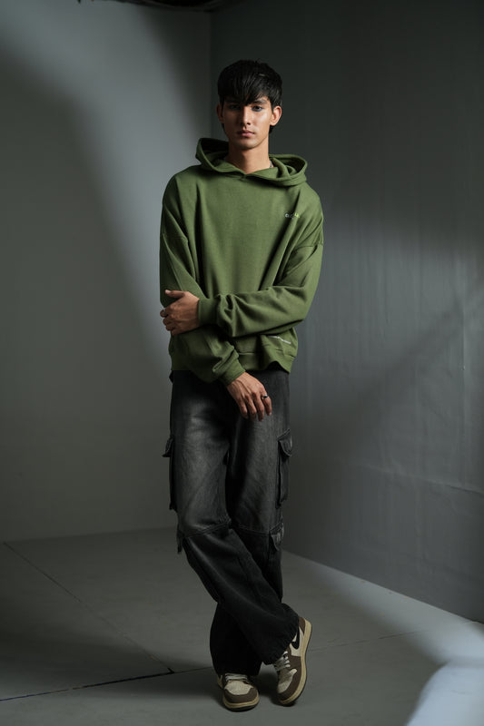 Closure oversized Hoodie (Green)