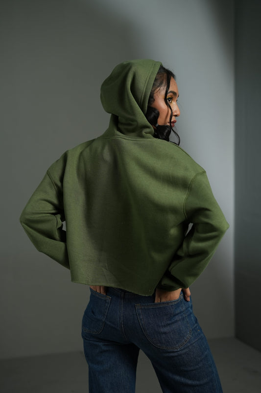 Closure Cropped Hoodie (Green)
