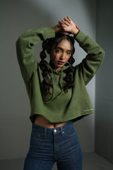 Closure Cropped Hoodie (Green)