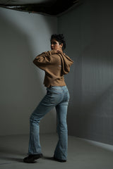 Closure Cropped Hoodie (brown)