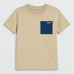 DKNY Kids cream T-shirt with blue pocket