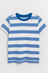 DKNY Kids white T-shirt with blue strips